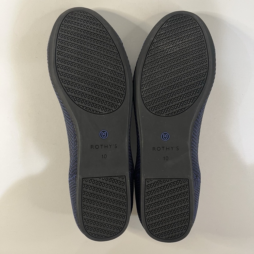 ROTHY'S Midnight Metallic Herringbone Ballet Flat Round Toe Blue Black Size 10 - Picture 7 of 7